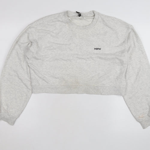 H&M Divided Women's Grey Cropped Pullover Sweatshirt Size 12