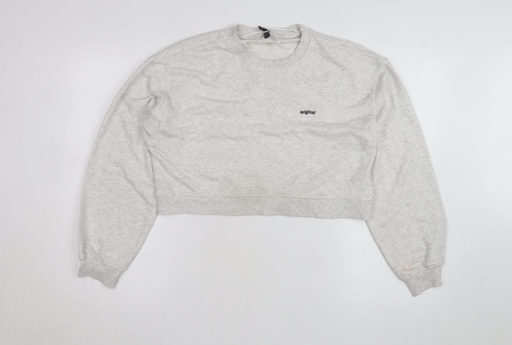 H&M Divided Women's Grey Cropped Pullover Sweatshirt Size 12