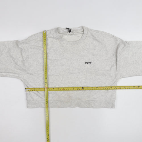 H&M Divided Women's Grey Cropped Pullover Sweatshirt Size 12