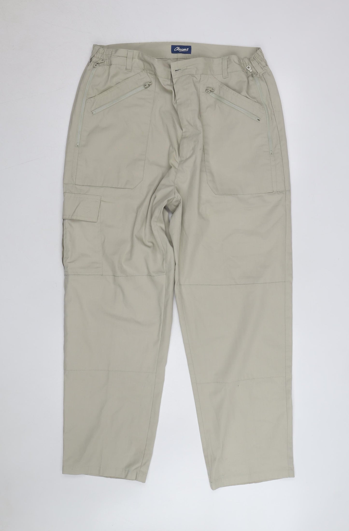 Chums Mens Beige Cargo Trousers Size 38 Regular Cotton Blend