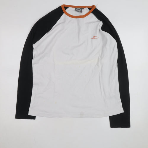 Diverse Men's White & Black Long Sleeve Crew Neck Raglan Top Size M