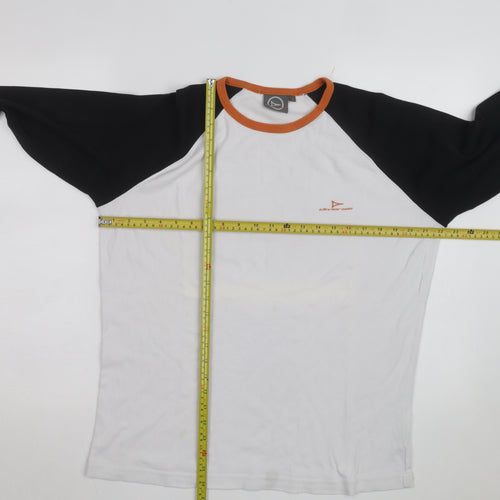 Diverse Men's White & Black Long Sleeve Crew Neck Raglan Top Size M