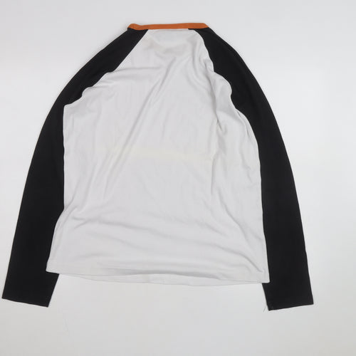 Diverse Men's White & Black Long Sleeve Crew Neck Raglan Top Size M