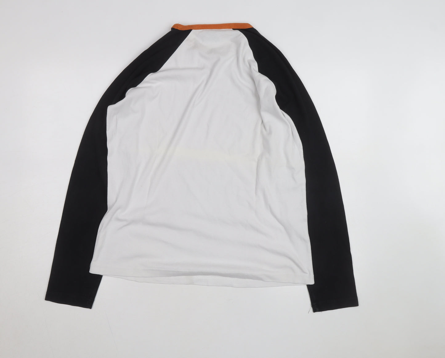 Diverse Men's White & Black Long Sleeve Crew Neck Raglan Top Size M