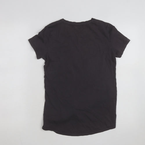Puma Womens Black Graphic Logo T-Shirt Size 8 Slim Fit