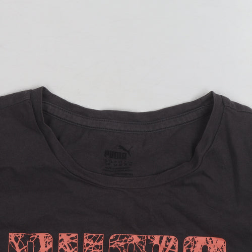 Puma Womens Black Graphic Logo T-Shirt Size 8 Slim Fit