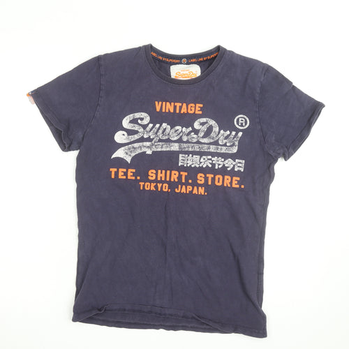 Superdry Men's Blue Vintage Graphic Print Short Sleeve Cotton T-Shirt M