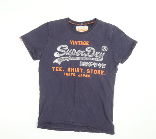 Superdry Men's Blue Vintage Graphic Print Short Sleeve Cotton T-Shirt M