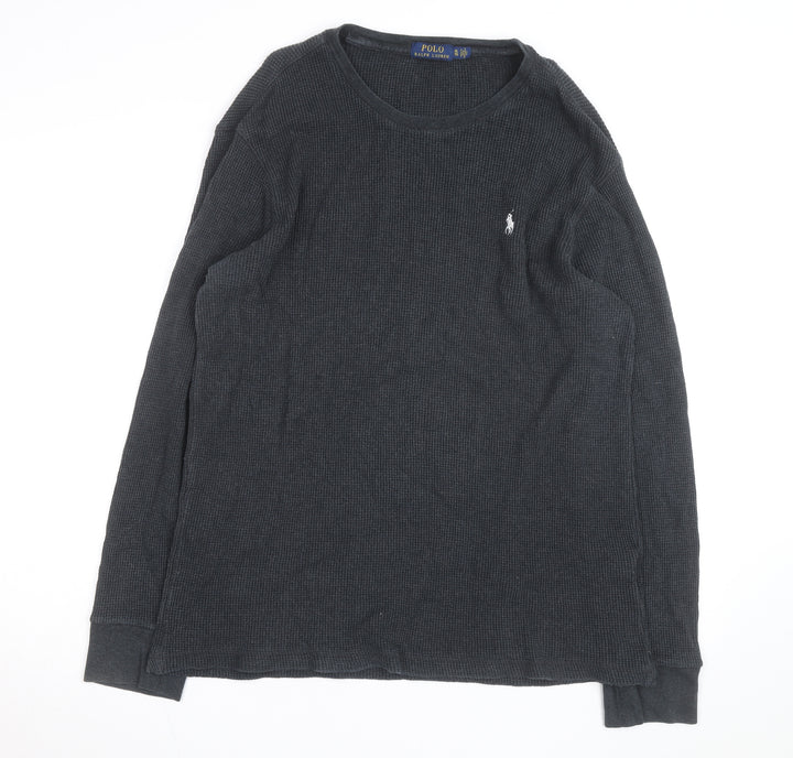 Ralph Lauren Men's Black Cotton Long Sleeve Crew Neck Top XL