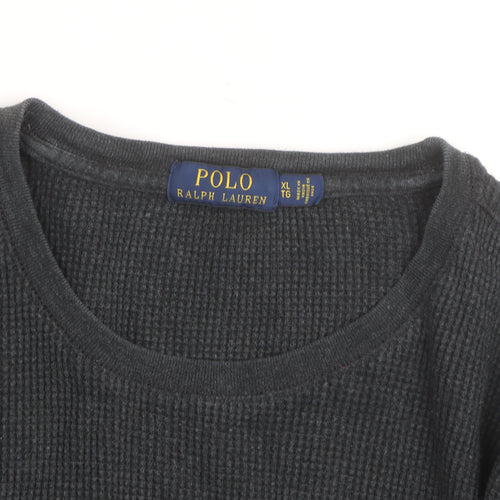 Ralph Lauren Men's Black Cotton Long Sleeve Crew Neck Top XL