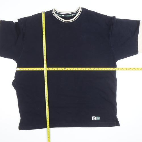 Marks & Spencer Men's Blue Crew Neck Logo Sweatshirt L