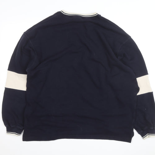 Marks & Spencer Men's Blue Crew Neck Logo Sweatshirt L