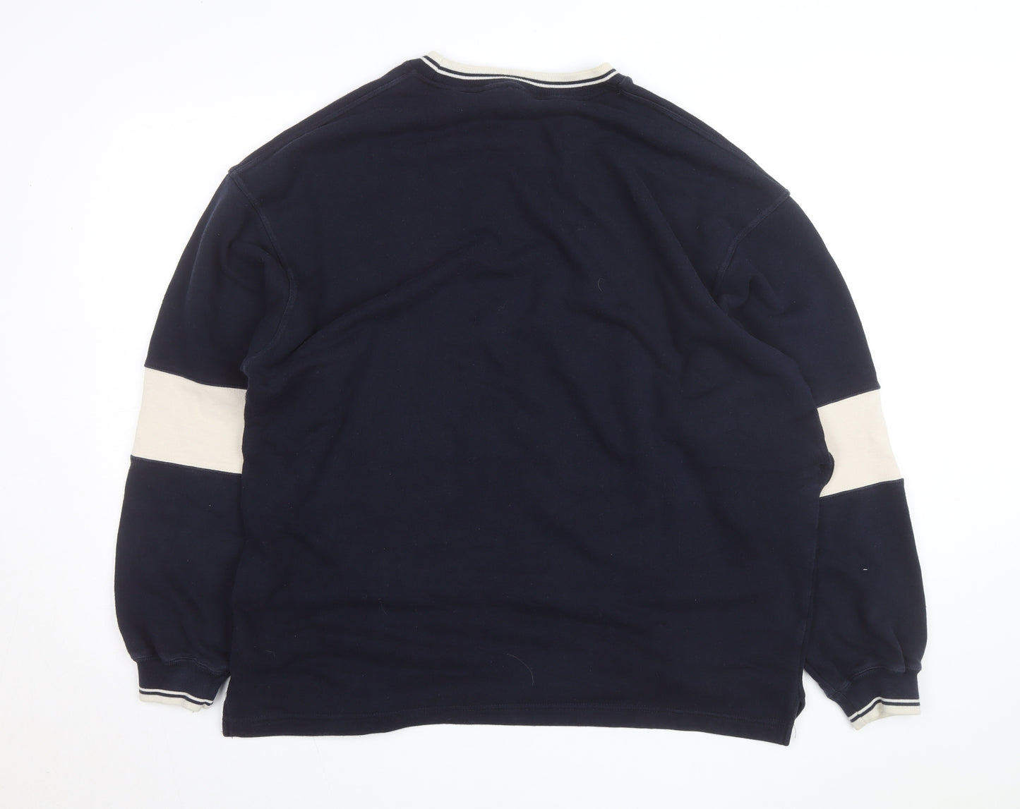 Marks & Spencer Men's Blue Crew Neck Logo Sweatshirt L
