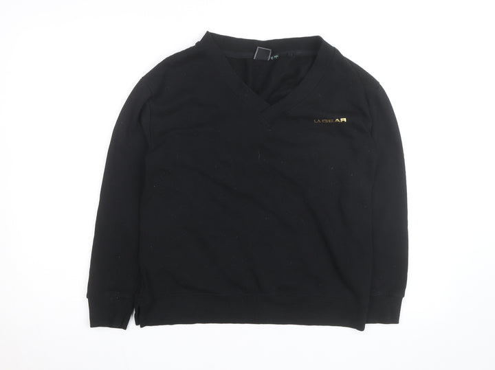 LA Gear Women's Black V-Neck Pullover Sweatshirt Size 8