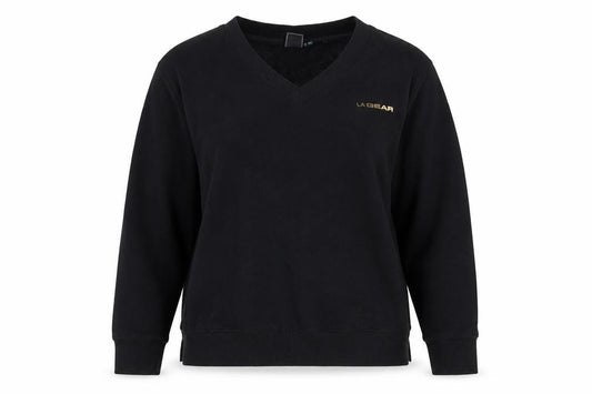 Front view of LA Gear Women's Black V-Neck Pullover Sweatshirt, size 8