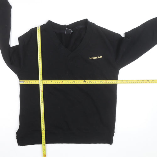 LA Gear Women's Black V-Neck Pullover Sweatshirt Size 8