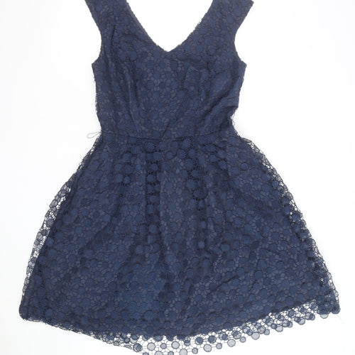 Pepperberry Women Blue Fit & Flare Lace Knee Length Sleeveless Dress Size 10