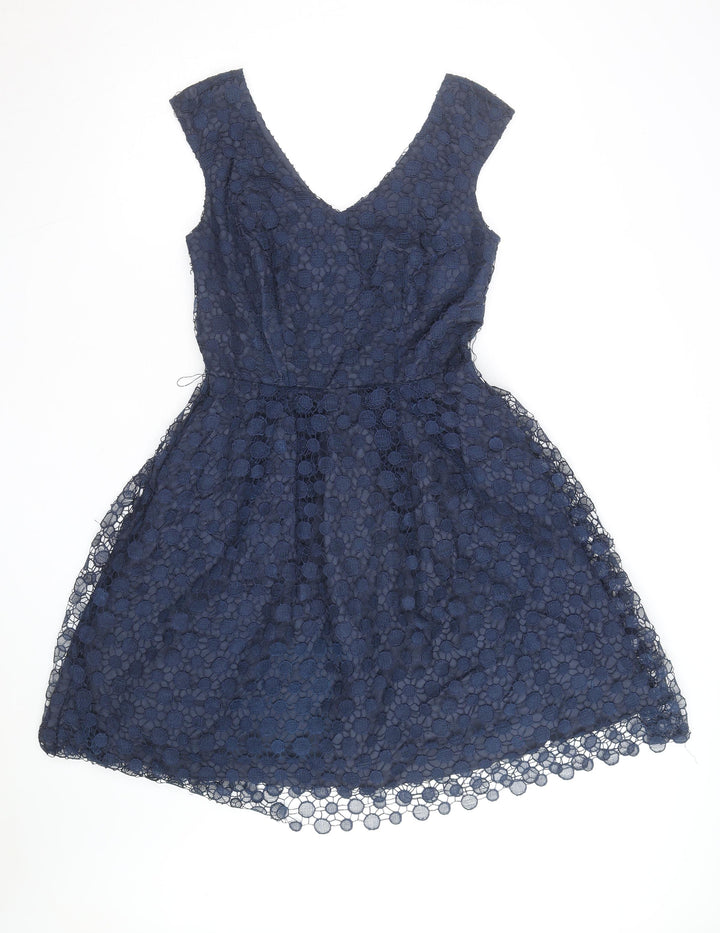Pepperberry Women Blue Fit & Flare Lace Knee Length Sleeveless Dress Size 10