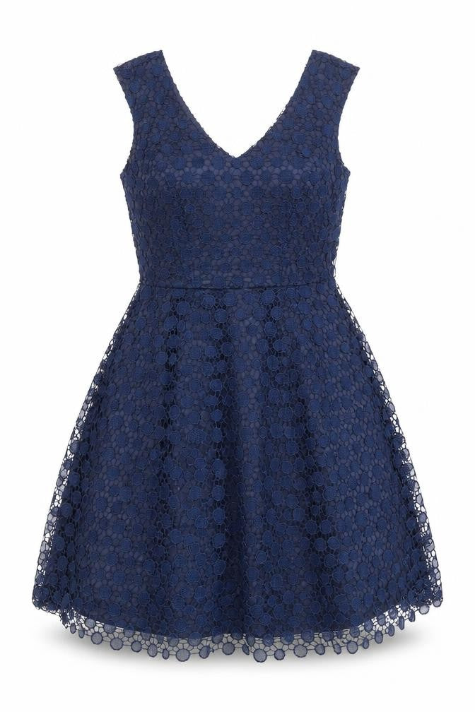 Pepperberry Women Blue Fit & Flare Lace Knee Length Sleeveless Dress Size 10