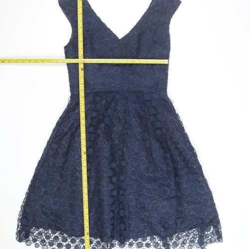 Pepperberry Women Blue Fit & Flare Lace Knee Length Sleeveless Dress Size 10