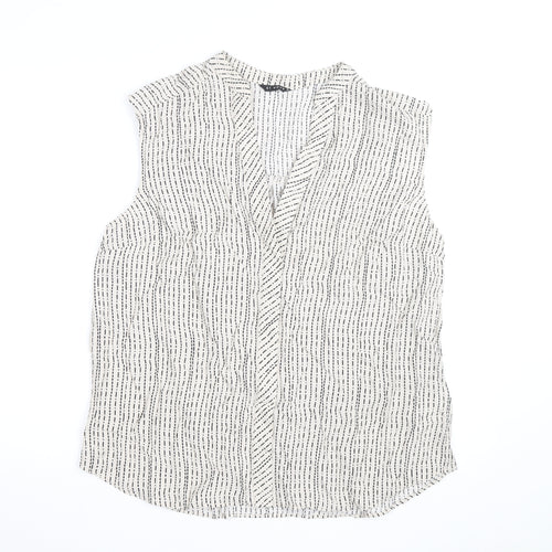 Et Vous Women’s White Striped Sleeveless Viscose Blouse Size 18