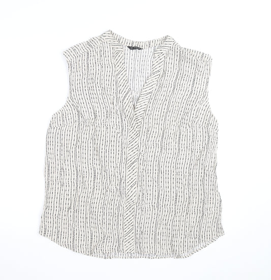 Et Vous Women’s White Striped Sleeveless Viscose Blouse Size 18
