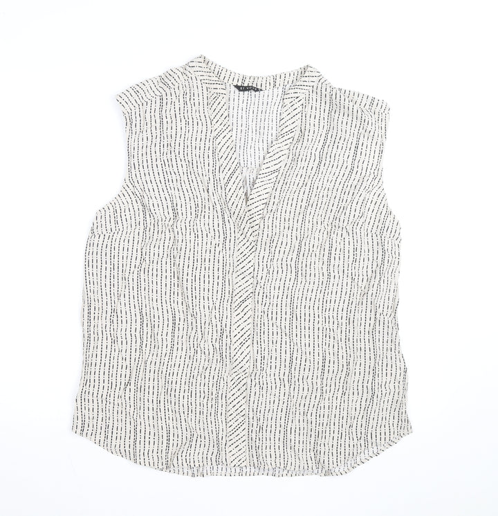 Et Vous Women’s White Striped Sleeveless Viscose Blouse Size 18