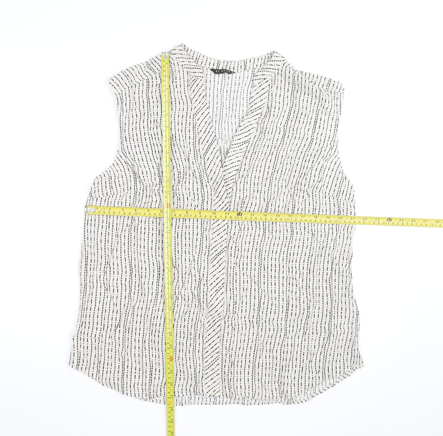 Et Vous Women’s White Striped Sleeveless Viscose Blouse Size 18