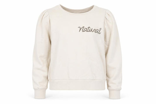 Front view of United Colors of Benetton Women Beige Natural Embroidered Pullover Sweatshirt, size M