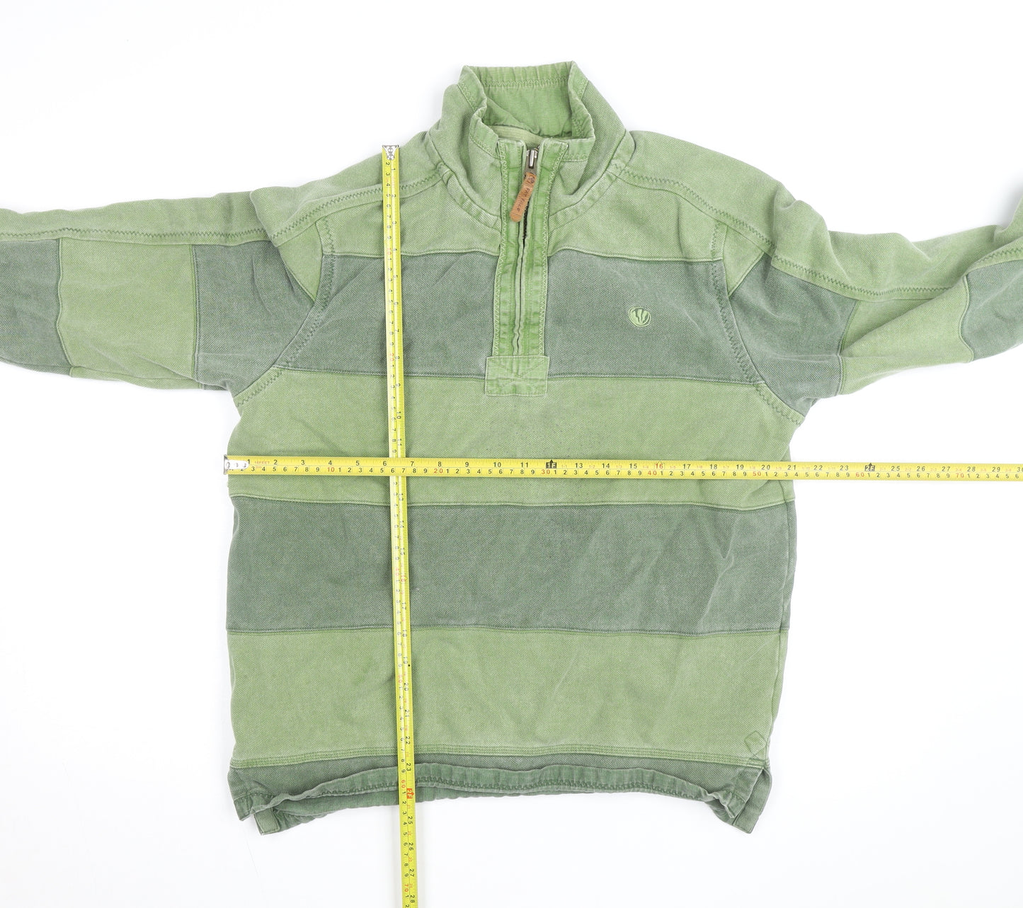 Fat Face Men's Green 1/4 Zip Striped Cotton Jacket M