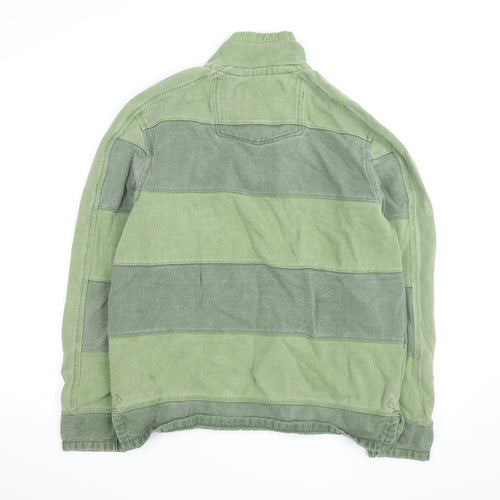 Fat Face Men's Green 1/4 Zip Striped Cotton Jacket M