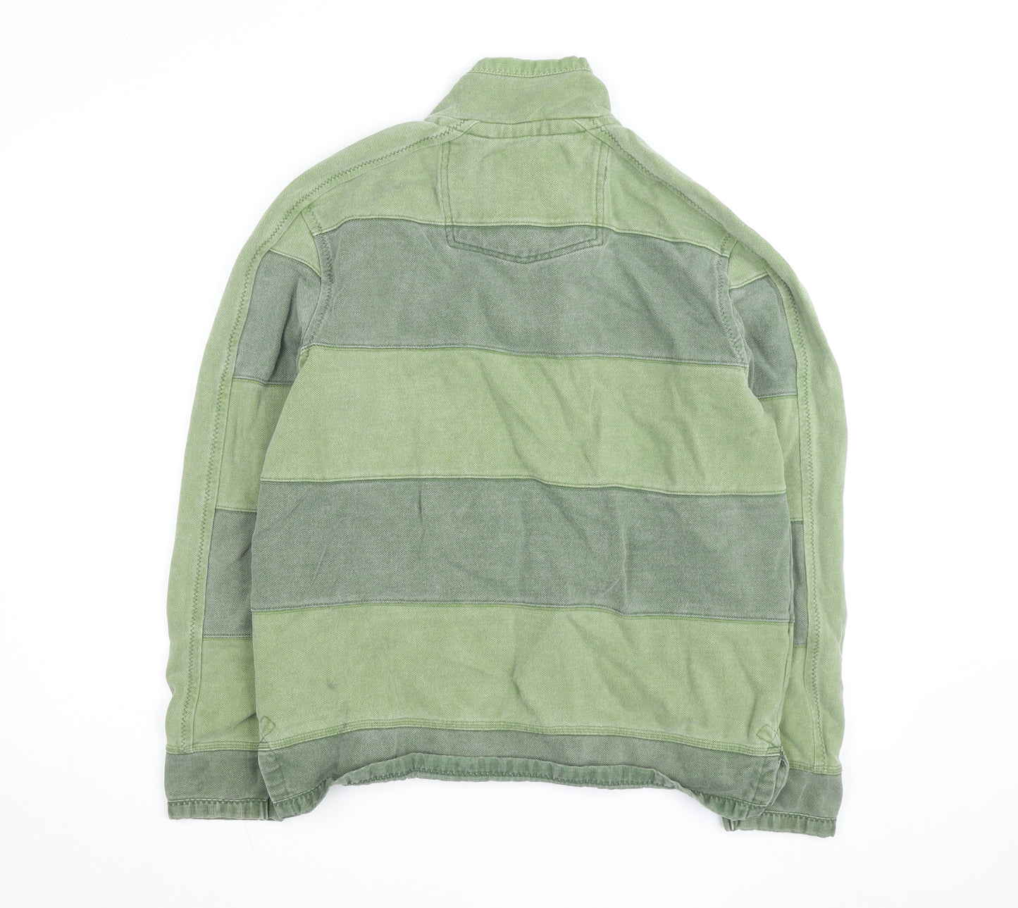 Fat Face Men's Green 1/4 Zip Striped Cotton Jacket M