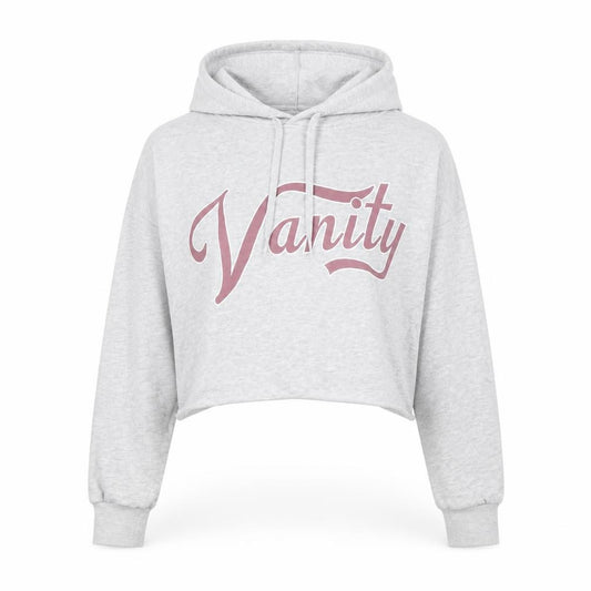 Front view of Bik Bok Women’s Grey Vanity Cropped Pullover Hoodie, size S