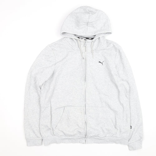 Puma Men Grey Full Zip Hoodie XL Regular Fit Cotton Blend