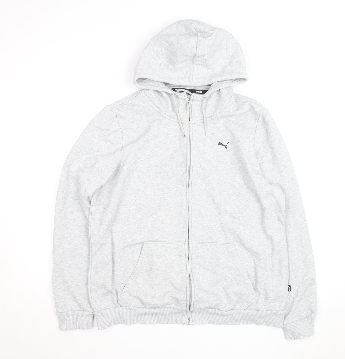 Puma Men Grey Full Zip Hoodie XL Regular Fit Cotton Blend
