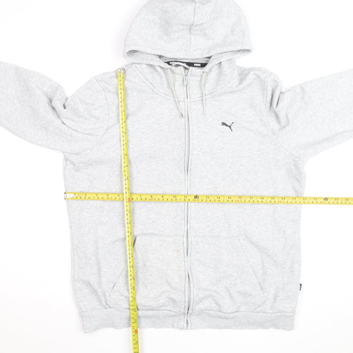 Puma Men Grey Full Zip Hoodie XL Regular Fit Cotton Blend