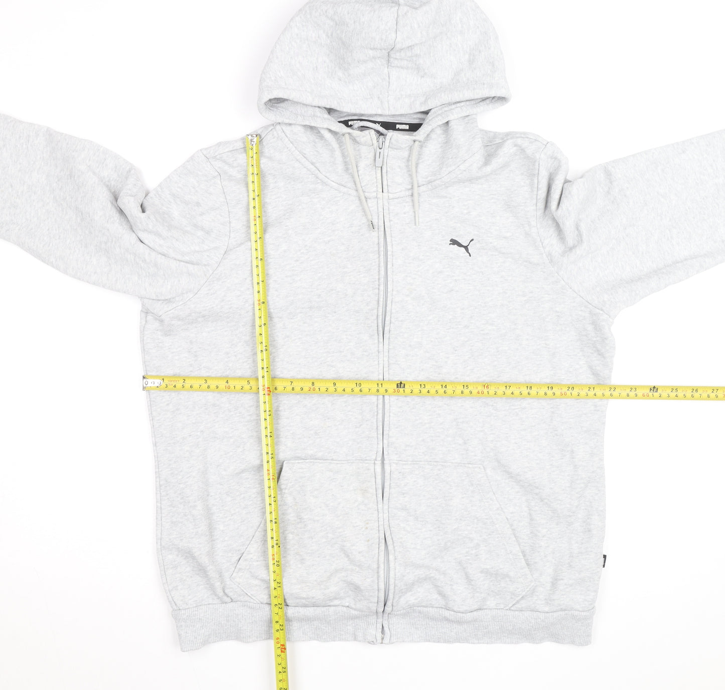 Puma Men Grey Full Zip Hoodie XL Regular Fit Cotton Blend