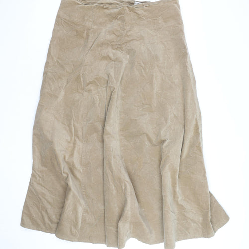 Marks and Spencer Women’s Beige A-Line Midi Velvet Skirt UK 14
