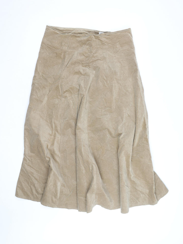 Marks and Spencer Women’s Beige A-Line Midi Velvet Skirt UK 14
