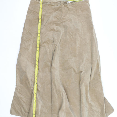 Marks and Spencer Women’s Beige A-Line Midi Velvet Skirt UK 14