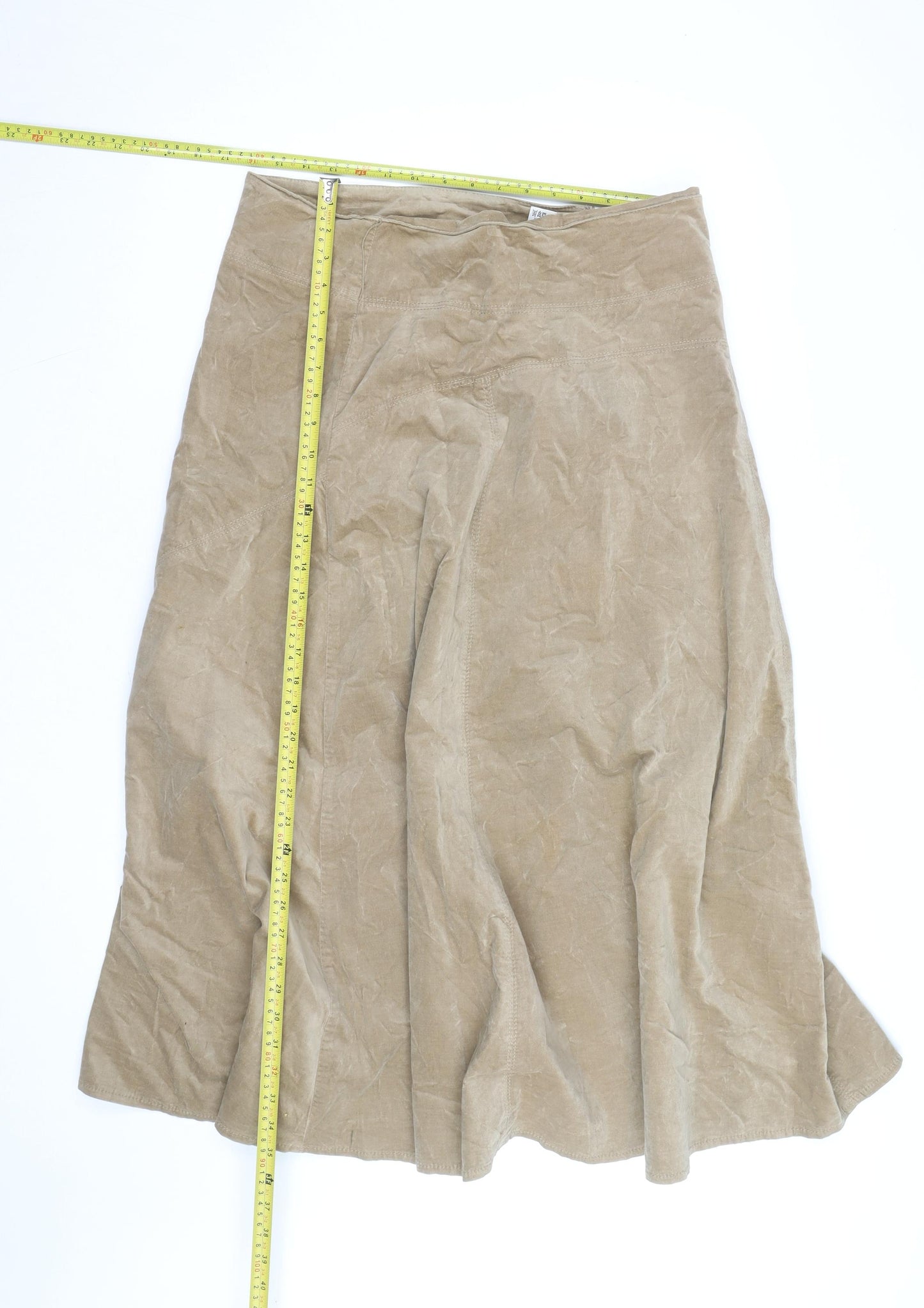 Marks and Spencer Women’s Beige A-Line Midi Velvet Skirt UK 14