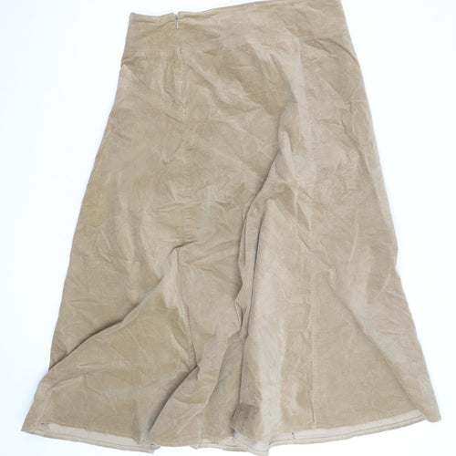 Marks and Spencer Women’s Beige A-Line Midi Velvet Skirt UK 14