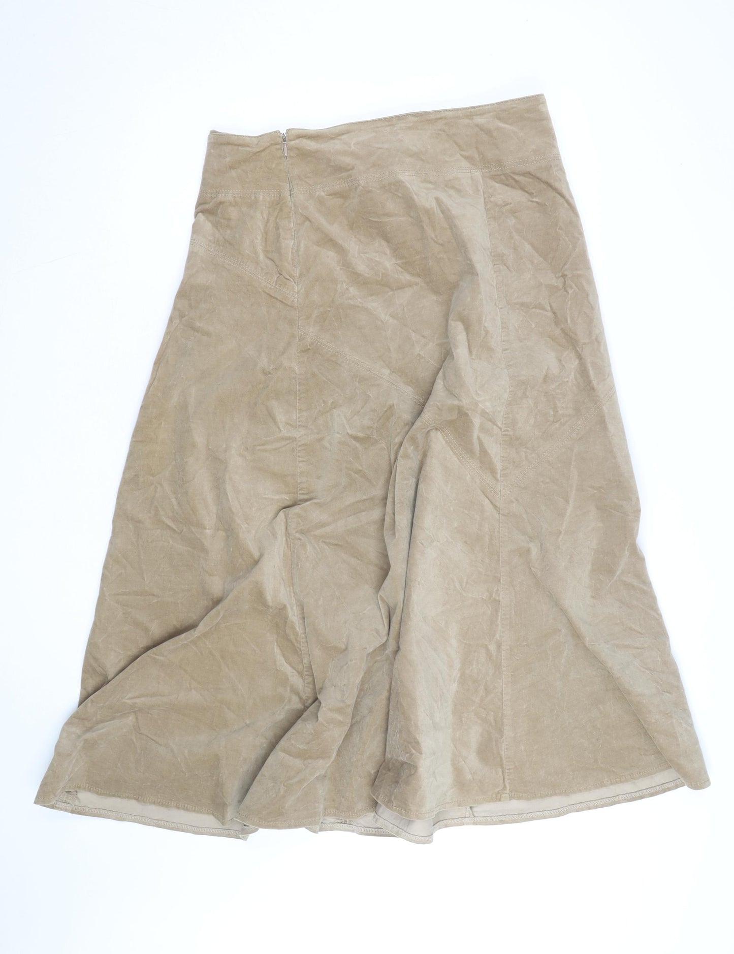 Marks and Spencer Women’s Beige A-Line Midi Velvet Skirt UK 14