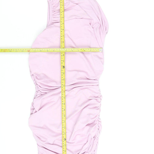 PrettyLittleThing Women’s Pink Strapless Ruched Bodycon Dress Size 10
