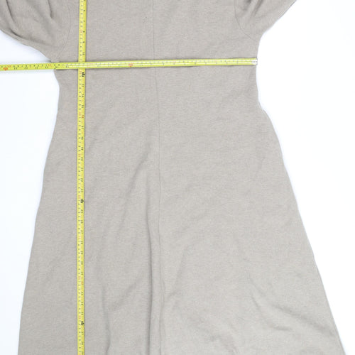 Uniqlo Women Beige Long Sleeve Midi Shift Dress L