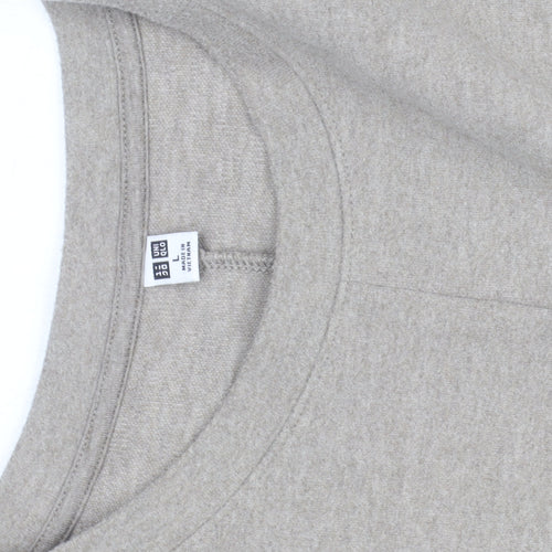 Uniqlo Women Beige Long Sleeve Midi Shift Dress L