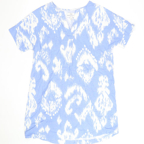 Marks and Spencer Women’s Blue Linen Shift Dress Size 14 Short Sleeve