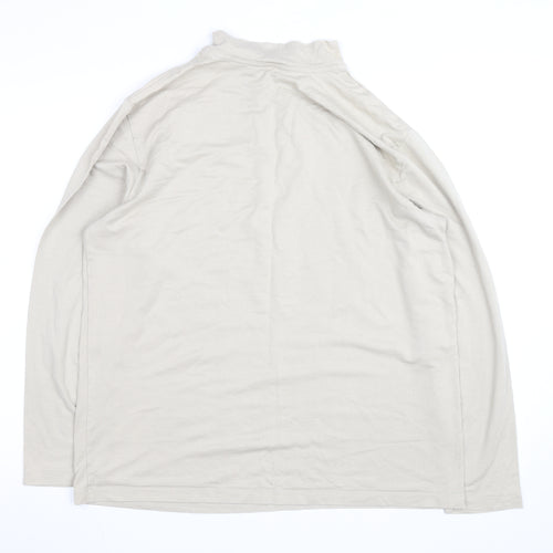 Murano Men's Beige Long Sleeve High Neck Cotton Shirt L