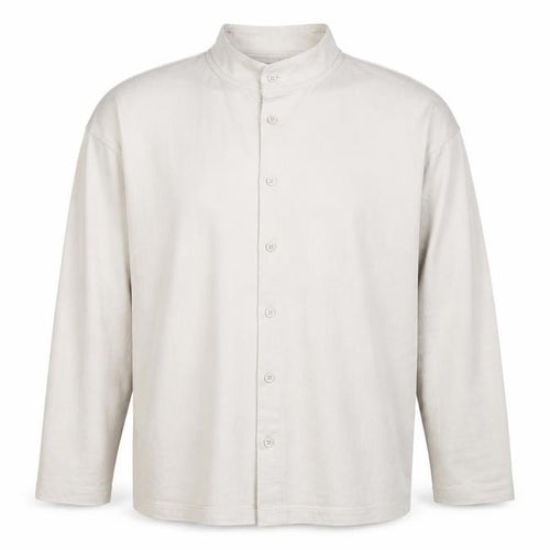 Murano Men's Beige Long Sleeve High Neck Cotton Shirt L
