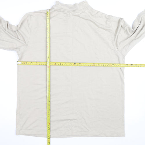 Murano Men's Beige Long Sleeve High Neck Cotton Shirt L